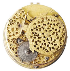 Achterzijde horloge gemaakt door John Cotsworth, London(1669-1732)